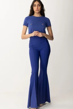 Elisabetta Franchi T-shirt con Piercing e CharmsBLUE INDACO