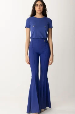 Elisabetta Franchi T-shirt con Piercing e CharmsBLUE INDACO