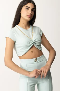 Elisabetta Franchi T-shirt Cropped con NodoACQUA