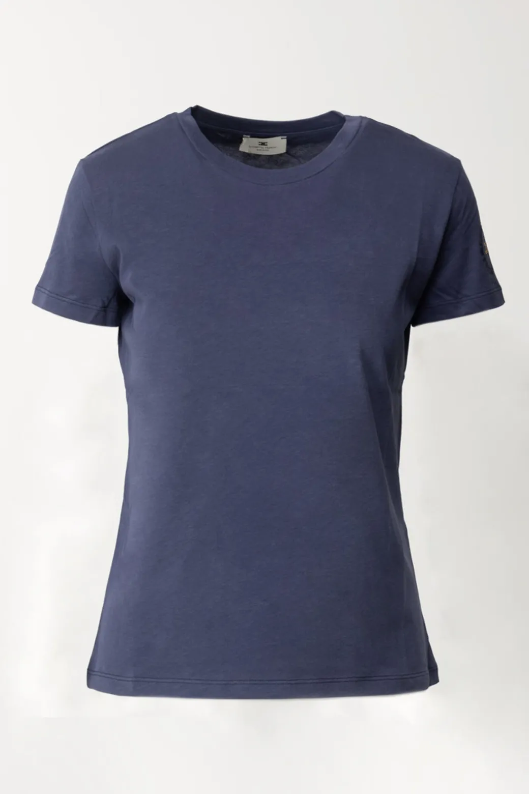 Elisabetta Franchi T-shirt con Ricamo Logo Sulla ManicaNAVY