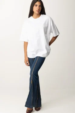 Elisabetta Franchi T-shirt Over con Stampa Logo LucidaGESSO