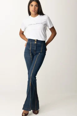 Elisabetta Franchi T-shirt con Logo In StrassGESSO