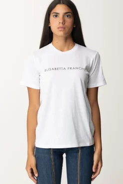 Elisabetta Franchi T-shirt con Logo In StrassGESSO