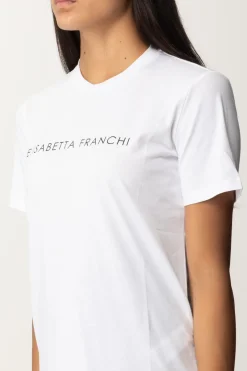 Elisabetta Franchi T-shirt con Logo In StrassGESSO