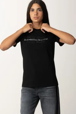 Elisabetta Franchi T-shirt con Logo In StrassNERO