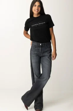 Elisabetta Franchi T-shirt con Logo In StrassNERO