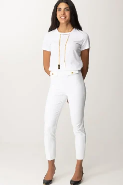 Elisabetta Franchi T-shirt In Jersey con CollanaGESSO