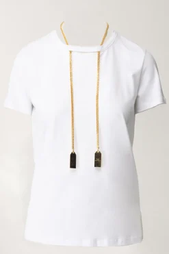 Elisabetta Franchi T-shirt In Jersey con CollanaGESSO