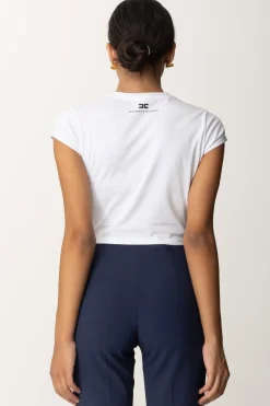 Elisabetta Franchi T-shirt Crop con ZipGESSO