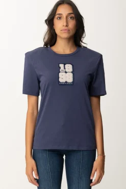Elisabetta Franchi T-shirt con Patch 1998NAVY
