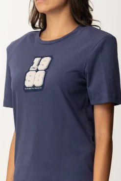 Elisabetta Franchi T-shirt con Patch 1998NAVY