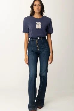 Elisabetta Franchi T-shirt con Patch 1998NAVY