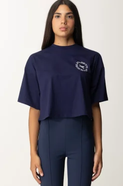 Elisabetta Franchi T-shirt Cropped con Stampa LogoNAVY