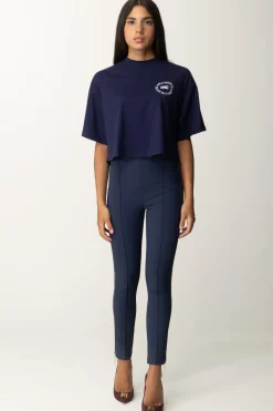 Elisabetta Franchi T-shirt Cropped con Stampa LogoNAVY