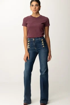 Elisabetta Franchi T-shirt con Ricamo Logo Sulla ManicaROUGE NOIR