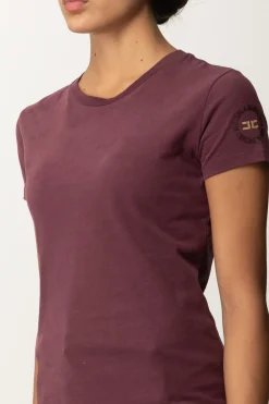 Elisabetta Franchi T-shirt con Ricamo Logo Sulla ManicaROUGE NOIR