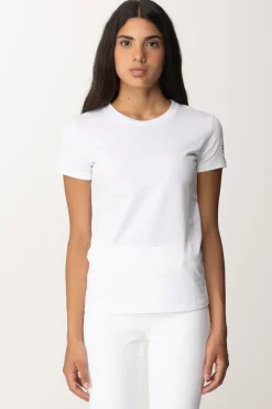 Elisabetta Franchi T-shirt con Ricamo Logo Sulla ManicaGESSO