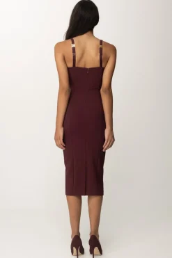 Elisabetta Franchi Tubino Stretch Taglio Coppe e CharmROUGE NOIR