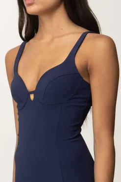 Elisabetta Franchi Tubino Stretch Taglio Coppe e CharmNAVY
