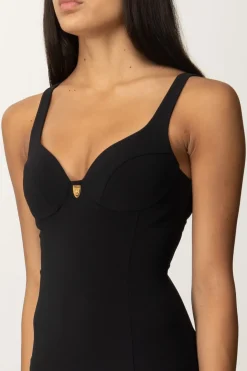 Elisabetta Franchi Tubino Stretch Taglio Coppe e CharmNERO