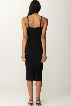 Elisabetta Franchi Tubino Stretch Taglio Coppe e CharmNERO