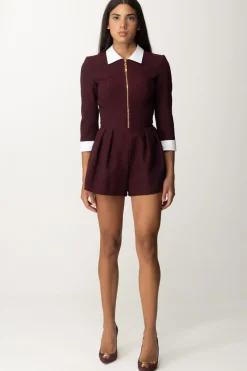 Elisabetta Franchi Tuta Corta con Inserti a ContrastoROUGE NOIR