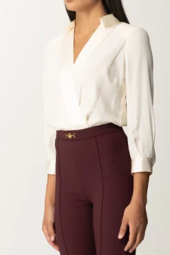 Elisabetta Franchi Tuta con Camicia e Pantalone SvasatoBURRO/ROUGE NOIR