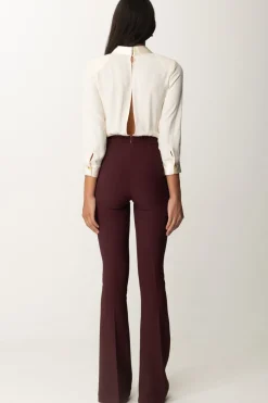 Elisabetta Franchi Tuta con Camicia e Pantalone SvasatoBURRO/ROUGE NOIR