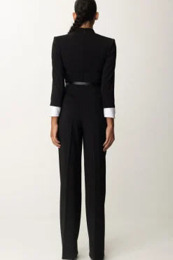 Elisabetta Franchi Tuta con Cintura e Dettagli In RasoNERO
