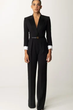 Elisabetta Franchi Tuta con Cintura e Dettagli In RasoNERO