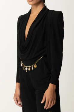 Elisabetta Franchi Tuta Cargo con Cintura CharmsNERO