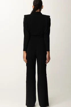 Elisabetta Franchi Tuta Cargo con Cintura CharmsNERO