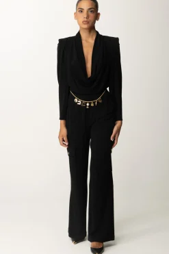 Elisabetta Franchi Tuta Cargo con Cintura CharmsNERO