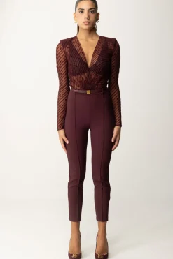 Elisabetta Franchi Tuta Combinata In Tulle Flock Disegno DiagonaleROUGE NOIR