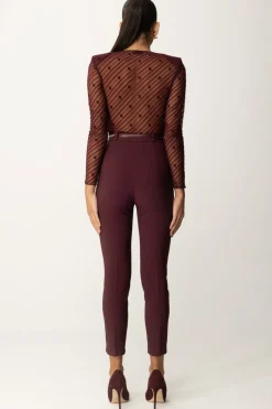 Elisabetta Franchi Tuta Combinata In Tulle Flock Disegno DiagonaleROUGE NOIR