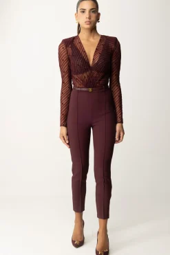 Elisabetta Franchi Tuta Combinata In Tulle Flock Disegno DiagonaleROUGE NOIR