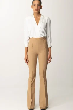 Elisabetta Franchi Tuta con Camicia e Pantalone SvasatoAVORIO/CAMEL