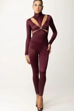 Elisabetta Franchi Tuta In Lycra con Motivo Cut-out e LogoROUGE NOIR