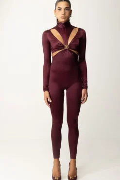 Elisabetta Franchi Tuta In Lycra con Motivo Cut-out e LogoROUGE NOIR