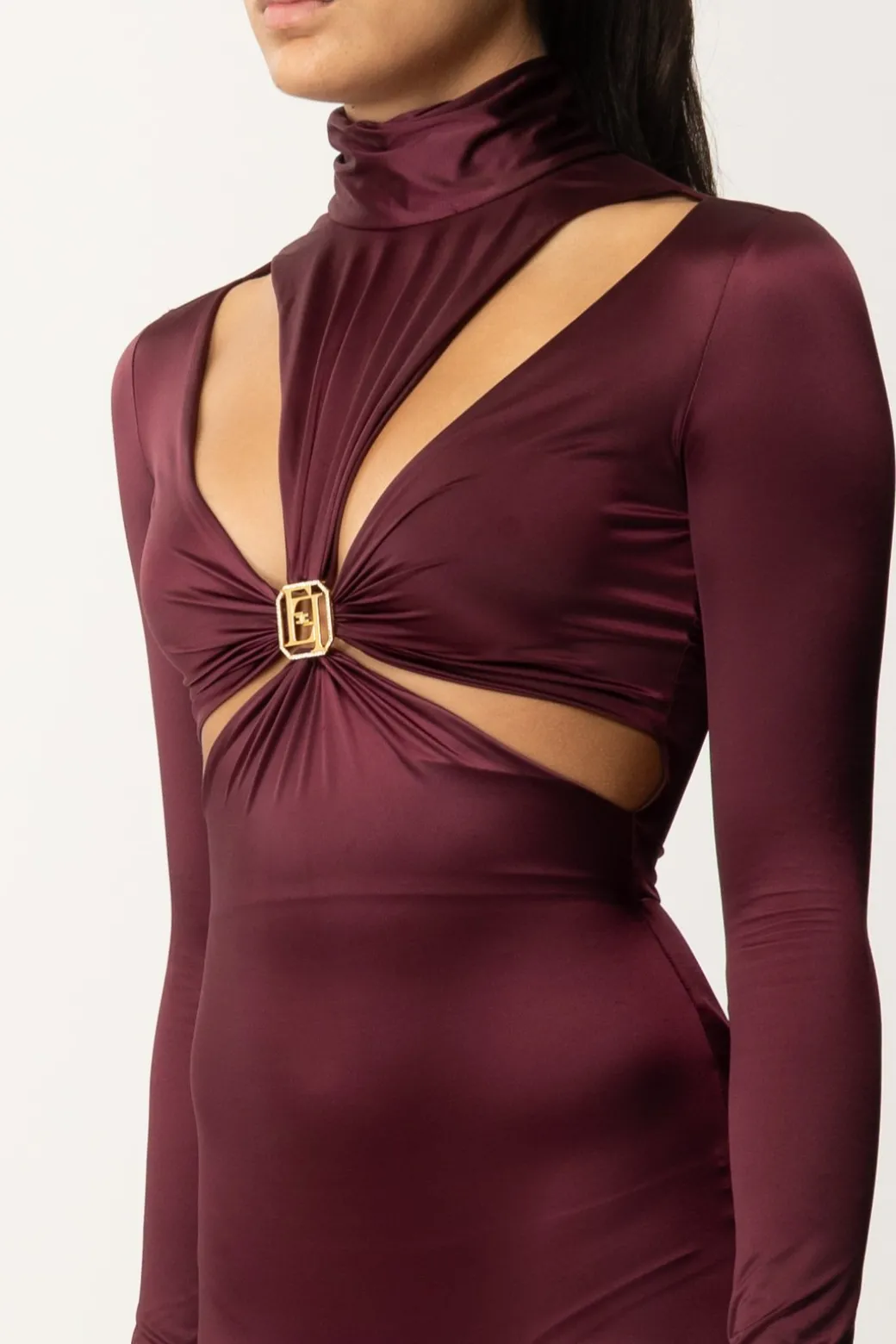 Elisabetta Franchi Tuta In Lycra con Motivo Cut-out e LogoROUGE NOIR