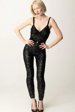 Elisabetta Franchi Tuta In Paillettes con CinturaNERO
