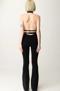 Elisabetta Franchi Tuta In Viscosa Lucida con CinturaNERO