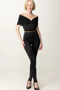 Elisabetta Franchi Tuta In Lycra con Cintura e Inserto LurexNERO