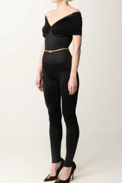 Elisabetta Franchi Tuta In Lycra con Cintura e Inserto LurexNERO