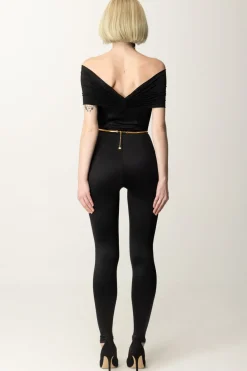 Elisabetta Franchi Tuta In Lycra con Cintura e Inserto LurexNERO