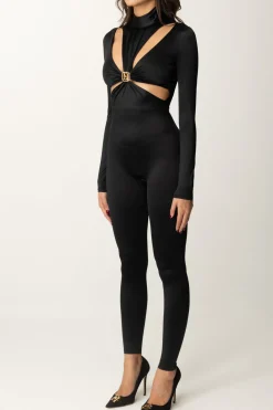 Elisabetta Franchi Tuta In Lycra con Motivo Cut-out e LogoNERO