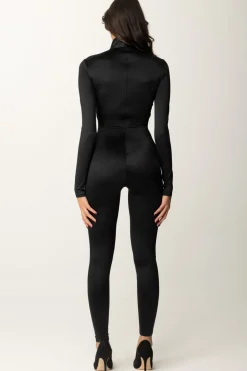 Elisabetta Franchi Tuta In Lycra con Motivo Cut-out e LogoNERO