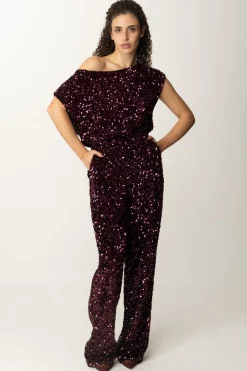 Elisabetta Franchi Tuta In Ciniglia Full PaillettesROUGE NOIR