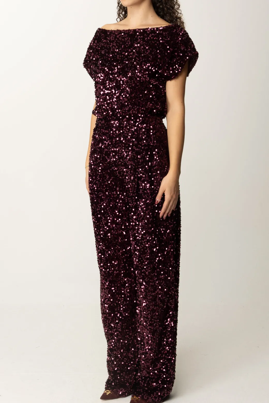 Elisabetta Franchi Tuta In Ciniglia Full PaillettesROUGE NOIR