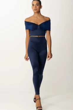 Elisabetta Franchi Tuta In Lycra con Cintura e Inserto LurexNAVY